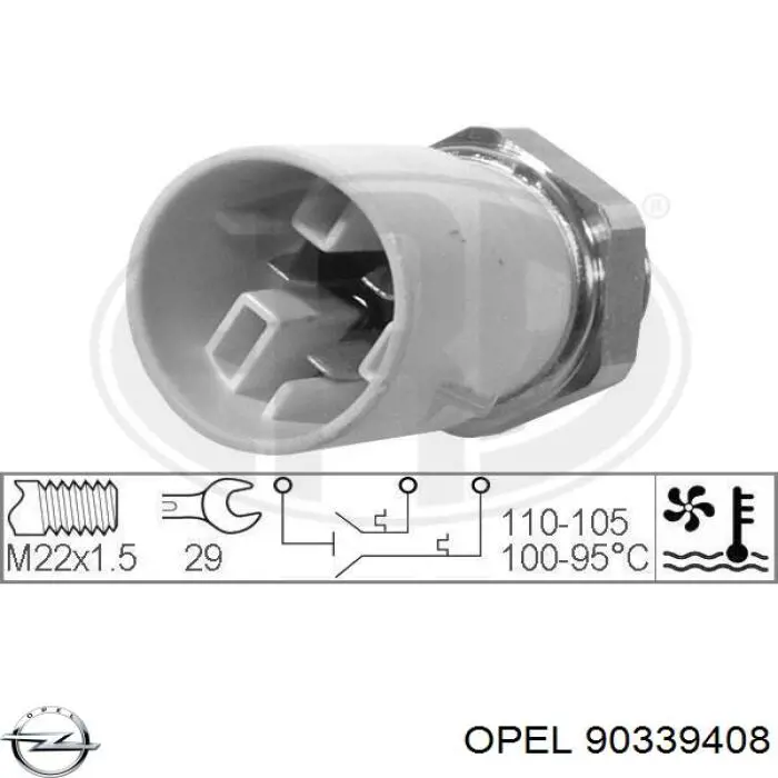 Купить 90339408 Opel Датчик включения вентилятора радиатора 