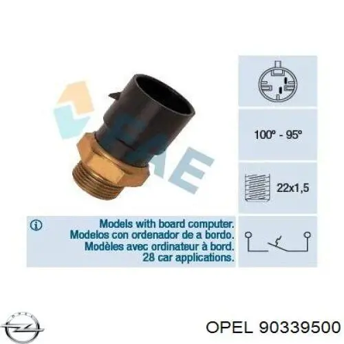 Датчик включения вентилятора 90339500 Opel