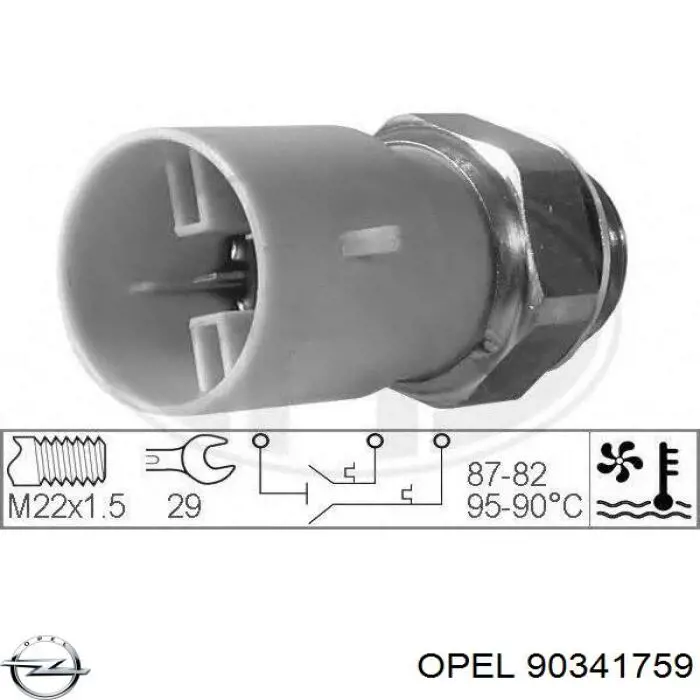 Датчик температуры охлаждающей жидкости (включения вентилятора радиатора) Opel 90341759
