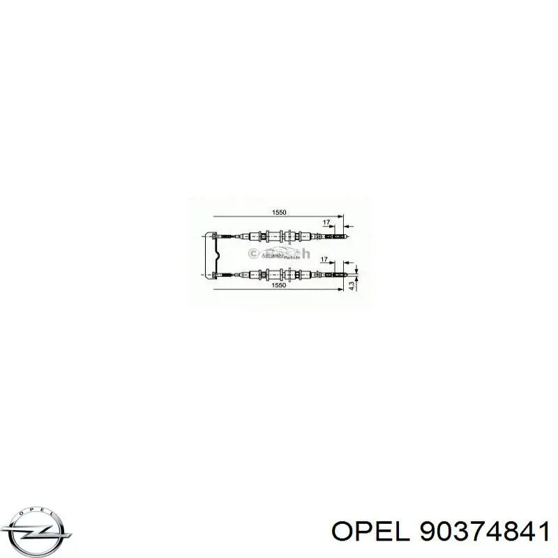 Задний трос ручника 90374841 Opel