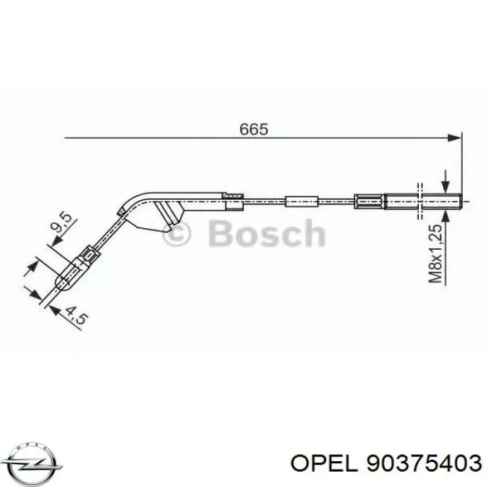 Трос ручника 90375403 Opel
