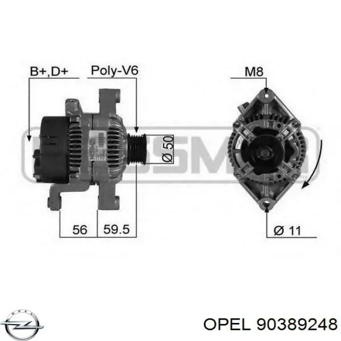 Купить 90389248 Opel Генератор