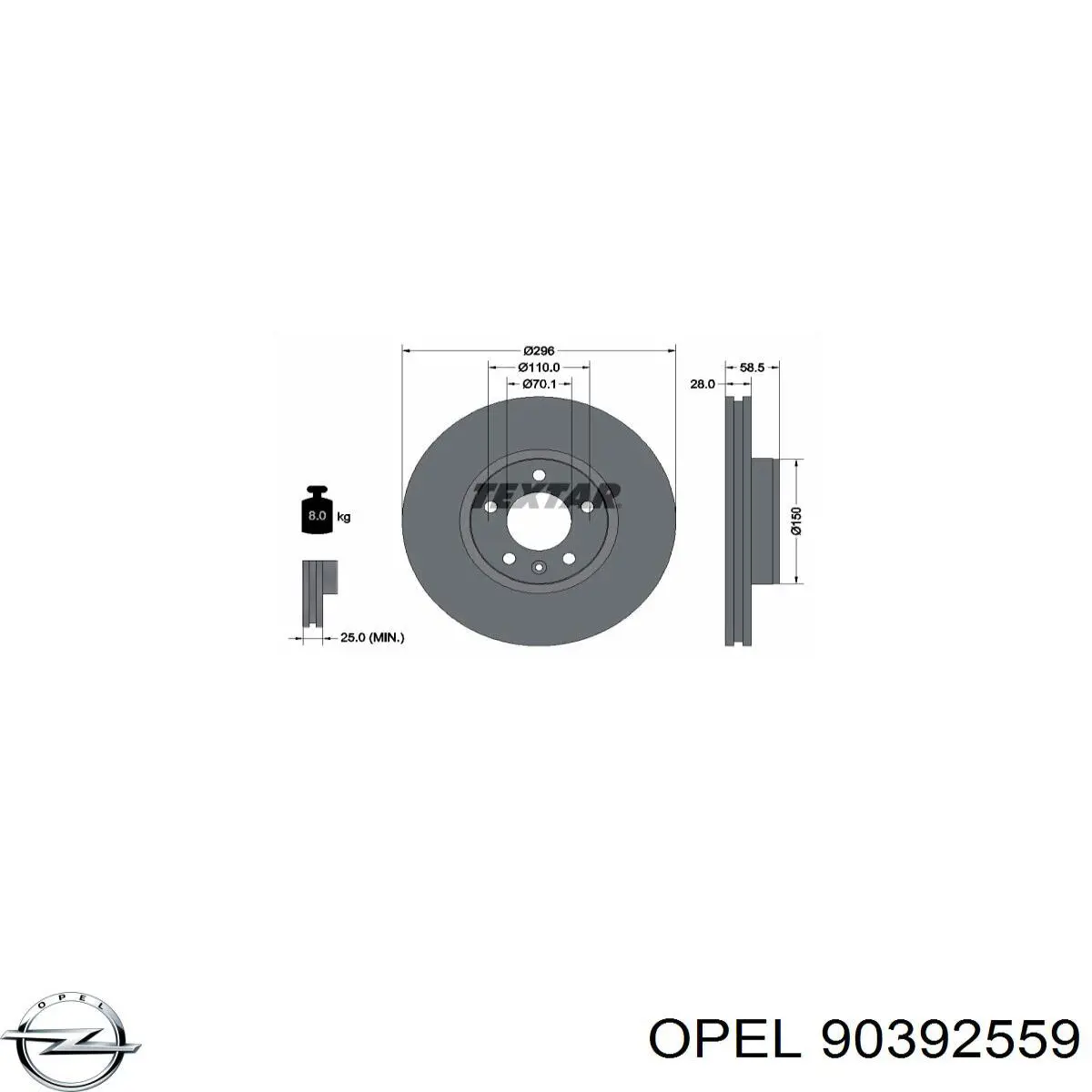 Купить 90392559 Opel Ротор тормозной