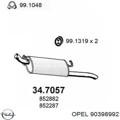 Глушитель задний 90398992 Opel