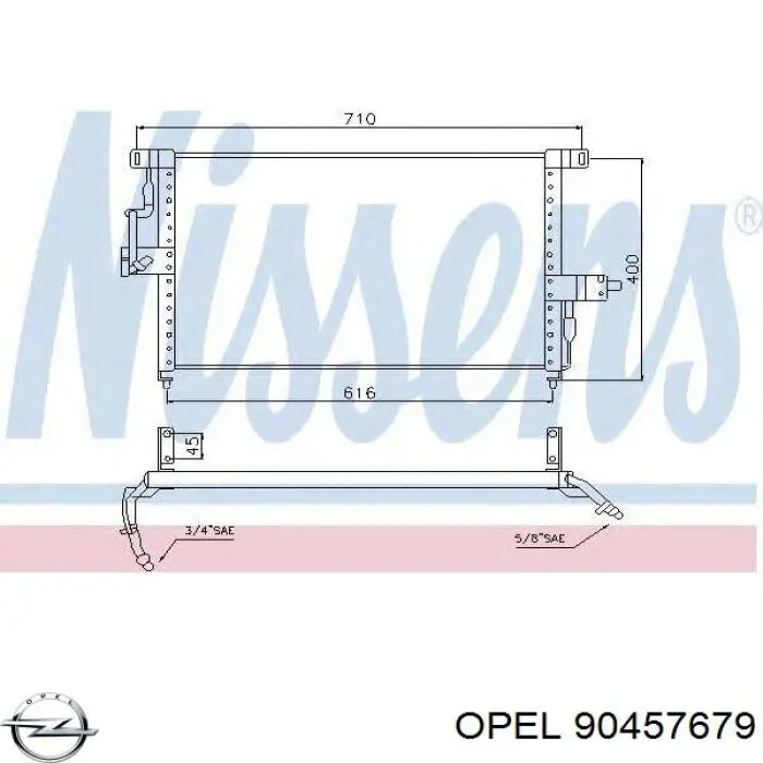 Радиатор кондиционера 90457679 Opel