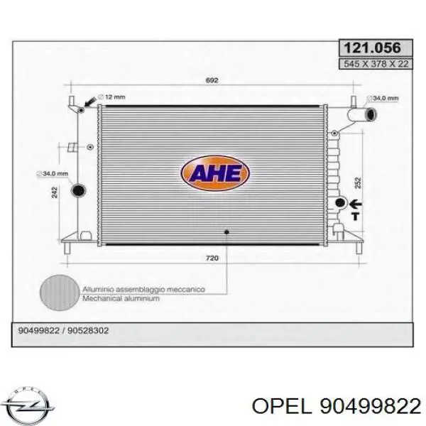 90499822 Opel Радиатор основной