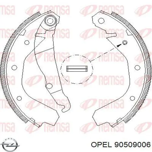 90509006 Opel Барабанные тормозные колодки