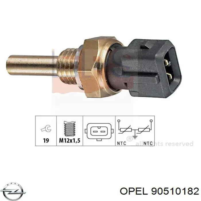 90510182 Opel датчик температуры охлаждающей жидкости (включения вентилятора радиатора)