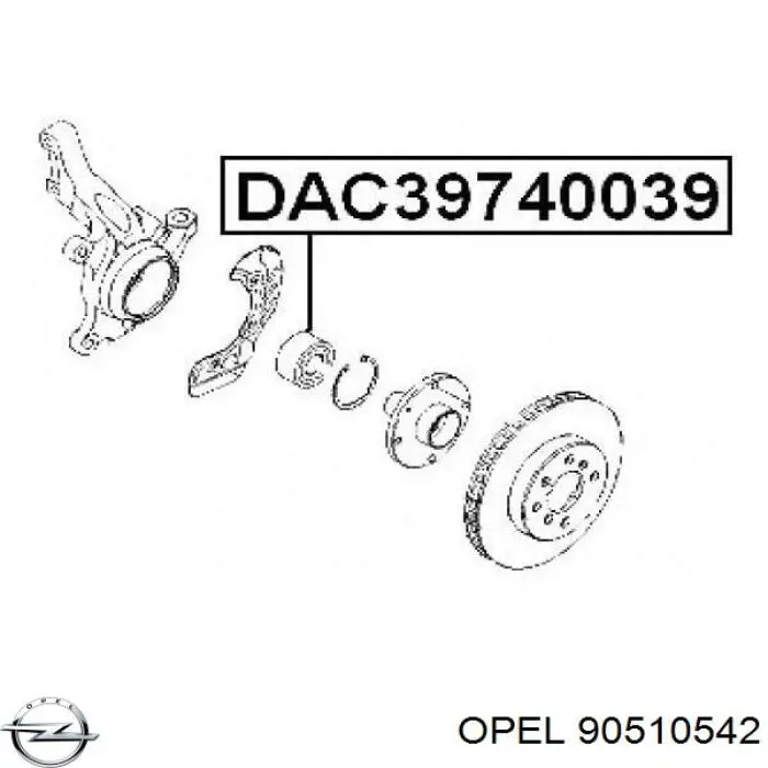 Ступичный подшипник передний Opel 90510542