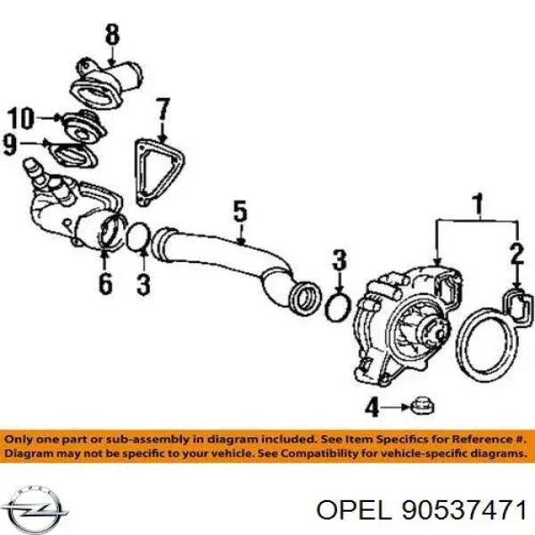 Прокладка корпуса термостата Opel 90537471 цена, от 3.38 USD