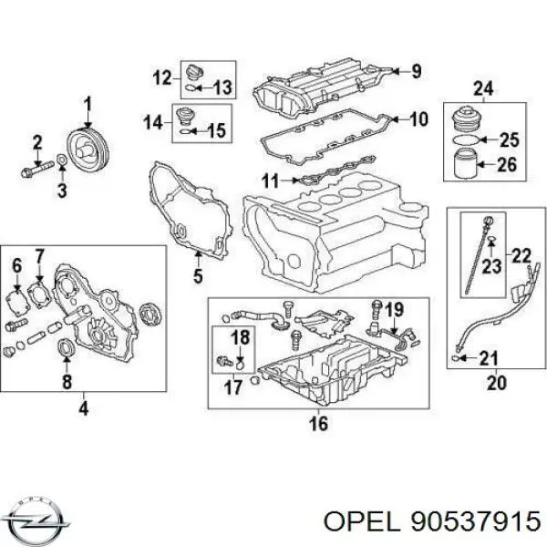 90537915 Opel прокладка масляного насоса