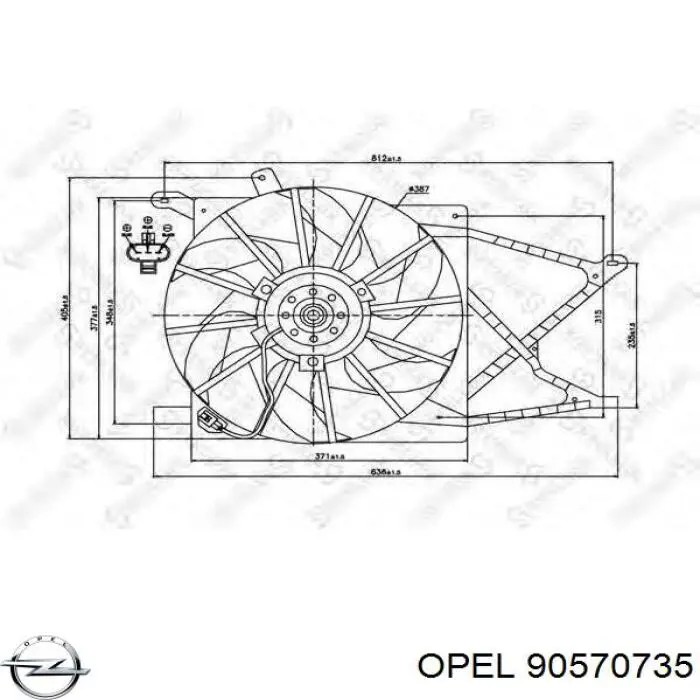 90570735 Opel difusor do radiador de esfriamento