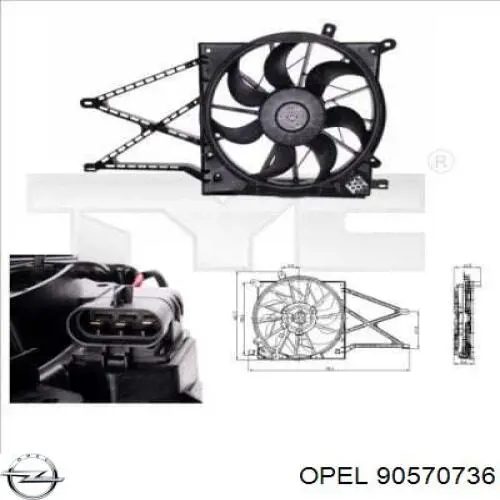 90570736 Opel difusor do radiador de esfriamento