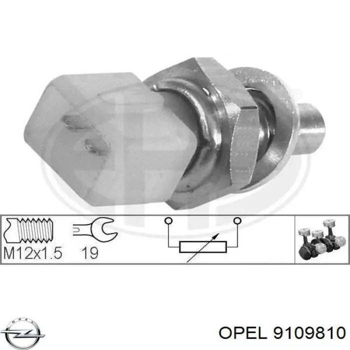 9109810 Opel датчик температуры охлаждающей жидкости