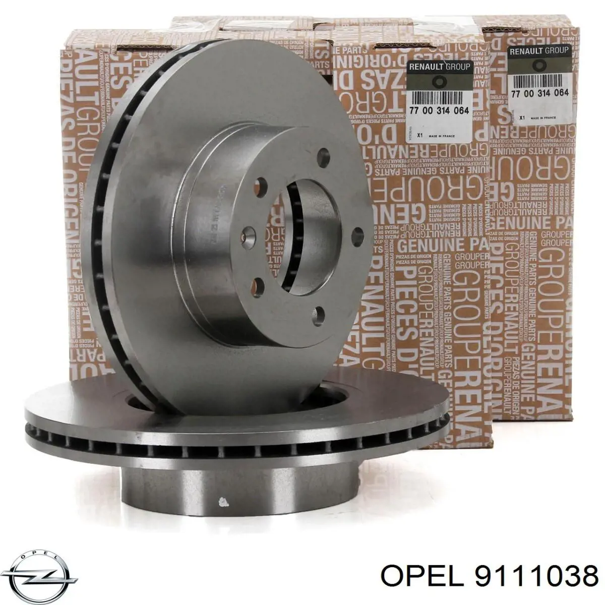 Передние тормозные диски 9111038 Opel