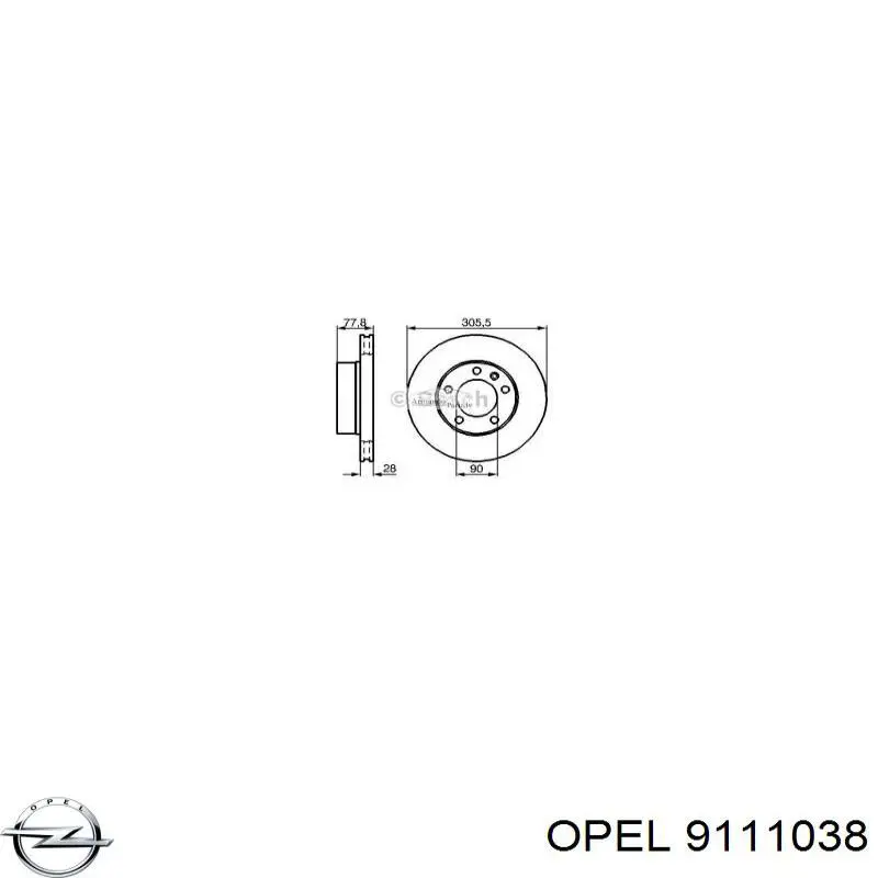 Передний тормозной диск Opel 9111038