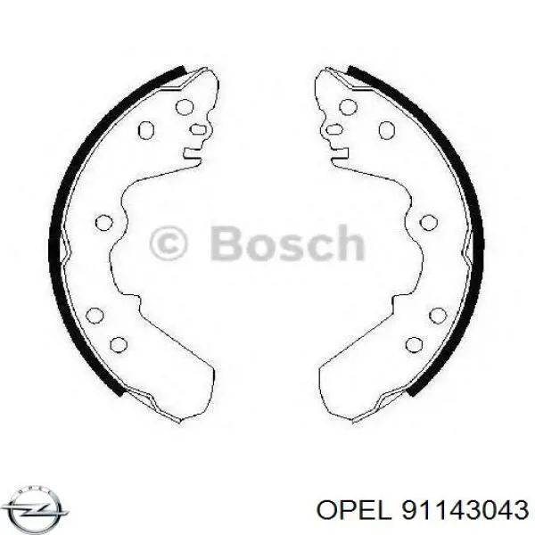 Задние барабанные колодки 91143043 Opel