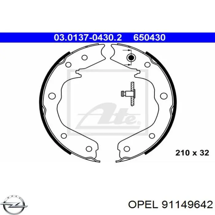 Купить 91149642 Opel Колодки ручника/стояночного тормоза