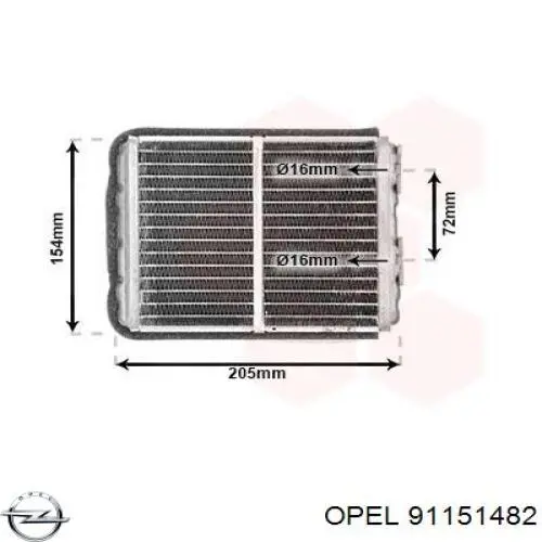 Купить 91151482 Opel Радиатор печки