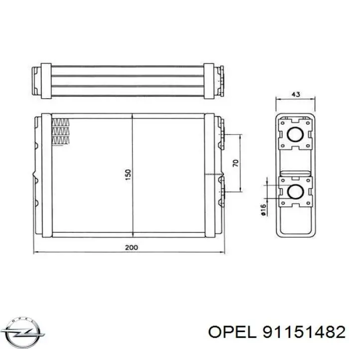 Радиатор печки 91151482 Opel