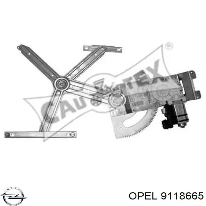 9118665 Opel mecanismo de acionamento de vidro da porta dianteira direita