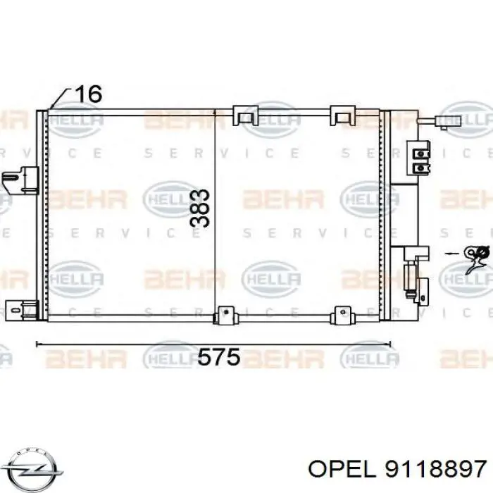 9118897 Opel радиатор кондиционера