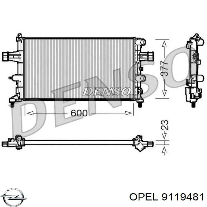 Радиатор 9119481 Opel