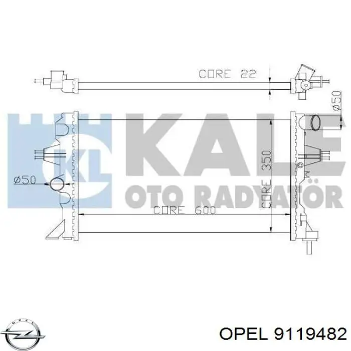 Радиатор охлаждения двигателя Opel 9119482 цена, от 63.37 USD