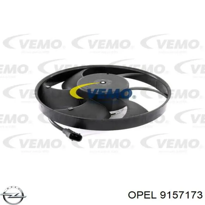 9157173 Opel Электровентилятор охлаждения в сборе (мотор+крыльчатка), правый