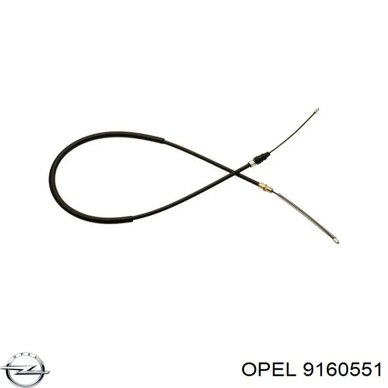 9160551 Opel трос ручного тормоза задний правый/левый