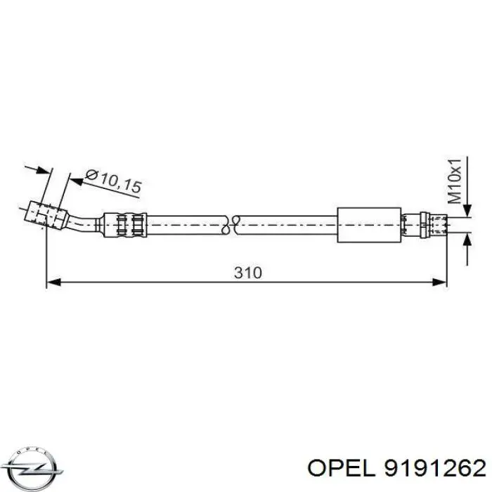 Шланг тормозной передний 9191262 Opel