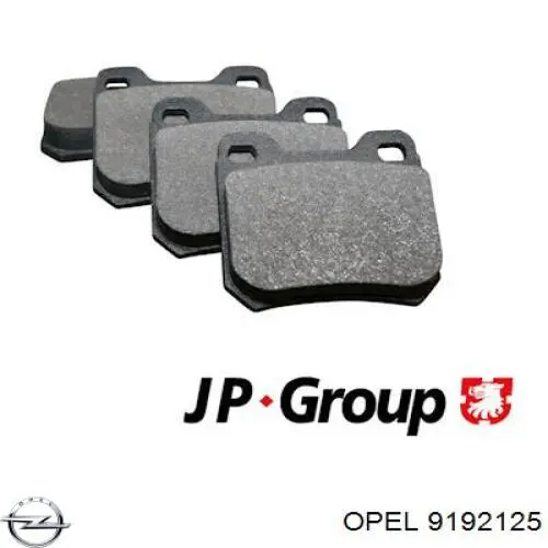 9192125 Opel колодки тормозные задние дисковые