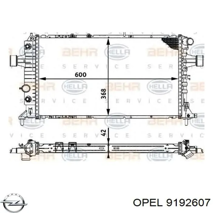 9192607 Opel radiador de esfriamento de motor