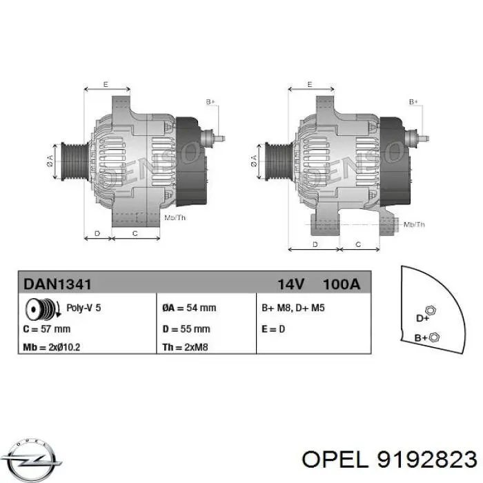 Автомобильный генератор Opel 9192823 цена, от 61.94 USD