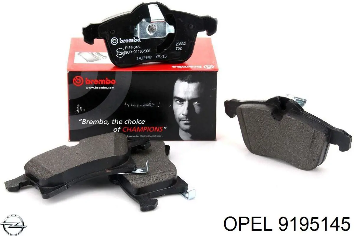 Передние тормозные колодки 9195145 Opel