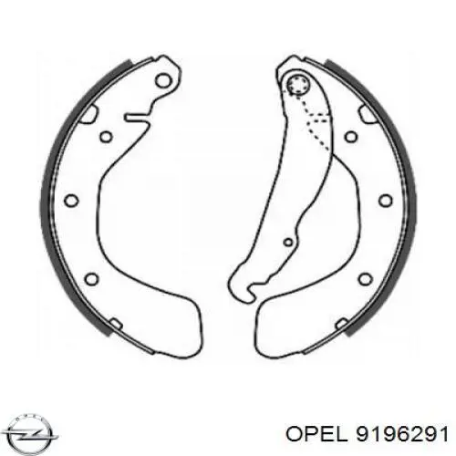 9196291 Opel задние барабанные колодки
