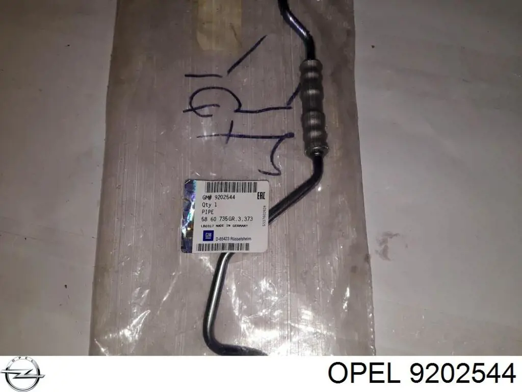 9202544 Opel tubo (mangueira de fornecimento de óleo de turbina)