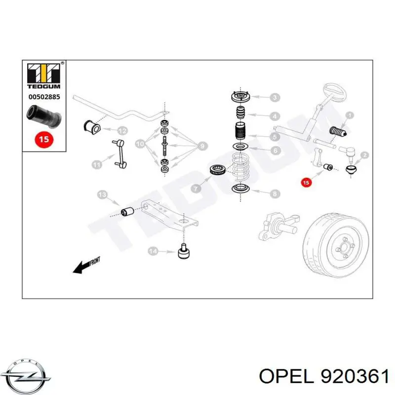 Втулка маятникового рычага 920361 Opel