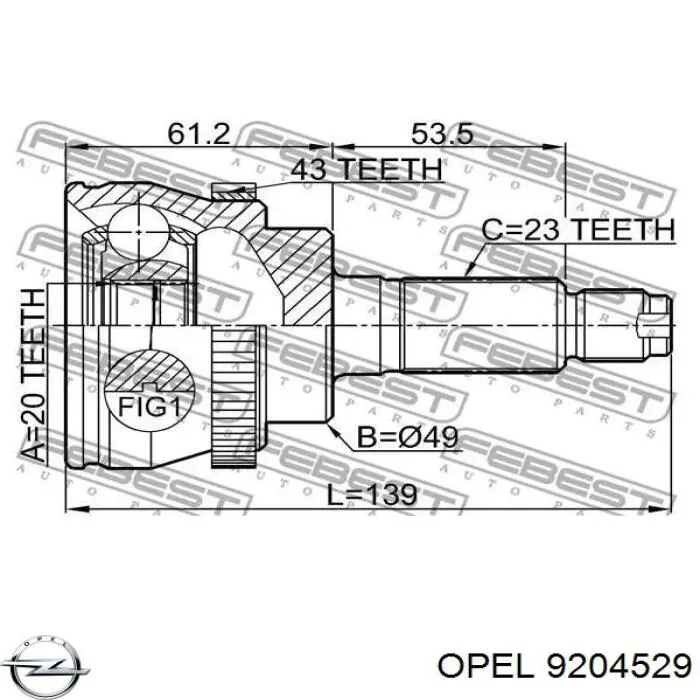 4700645 Opel полуось (привод передняя правая)