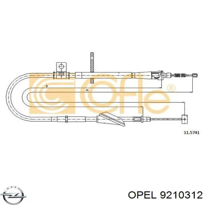 Задний правый трос ручника 9210312 Opel