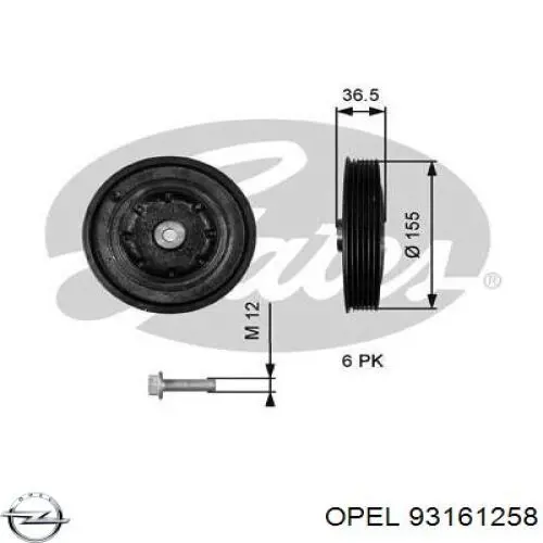 Шкив коленвала 93161258 Opel