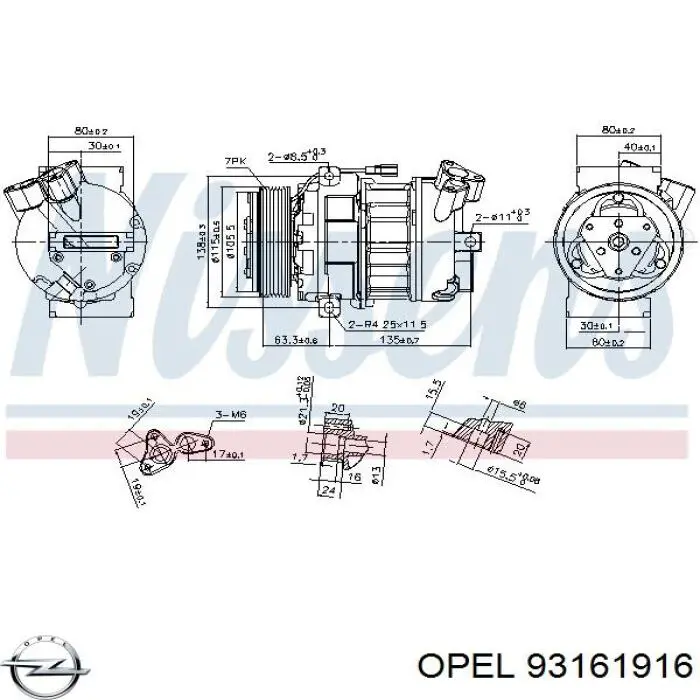 Компрессор кондиционера 93161916 Opel