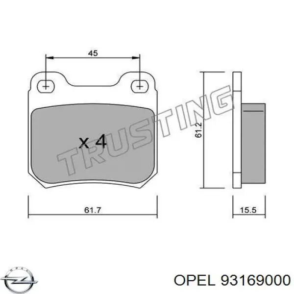 Купить 93169000 Opel Колодки тормозные задние, дисковые