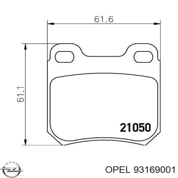 Задние тормозные колодки 93169001 Opel