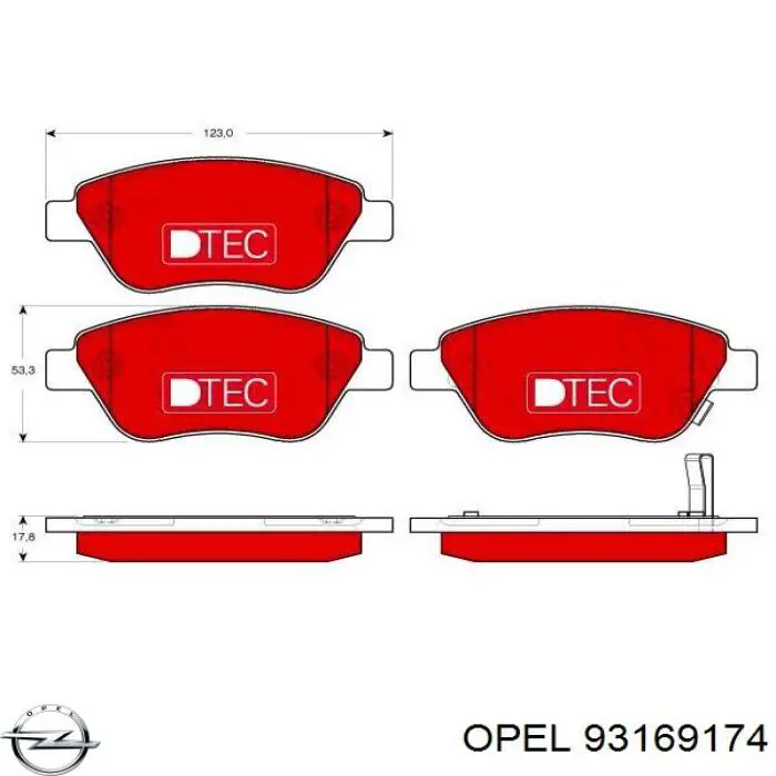 Купить 93169174 Opel Колодки тормозные