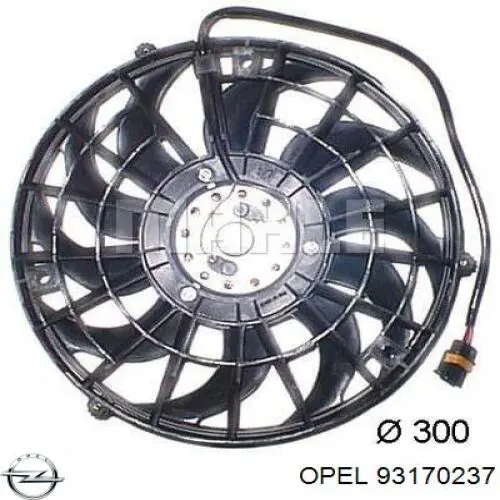 93170237 Opel ventilador elétrico de esfriamento montado (motor + roda de aletas)