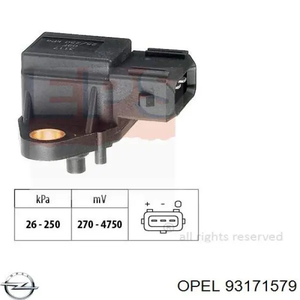Купить 93171579 Opel Датчик MAP