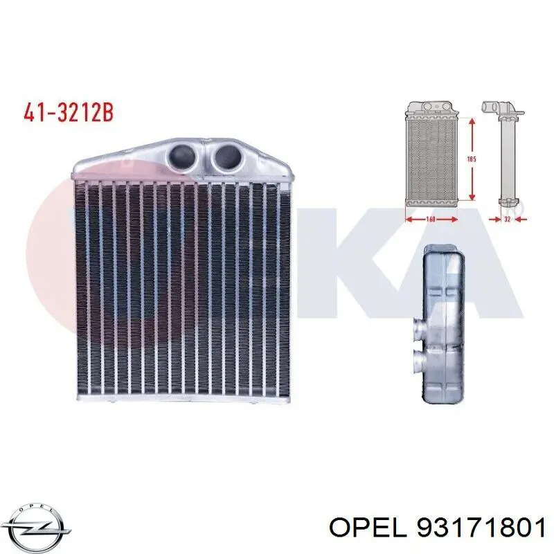 Радиатор печки (отопителя) Opel 93171801