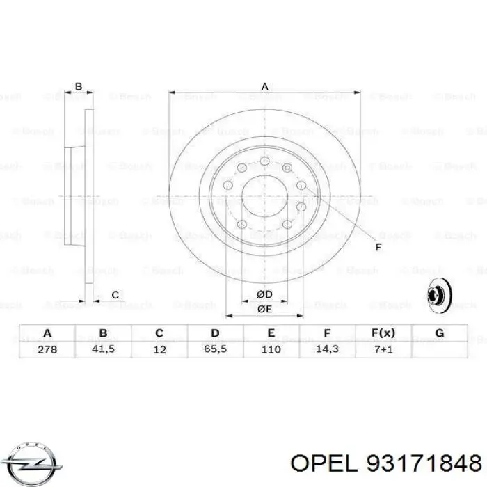 Задний тормозной диск Opel 93171848 цена, от 30.40 USD