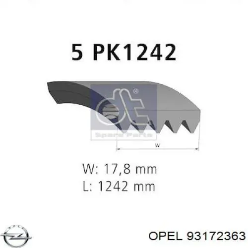 Купить 93172363 Opel Ремень генератора